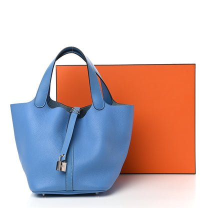 Hermes Taurillon Clemence Swift Picotin Lock 22 MM Bleu Paradis 10 of 10