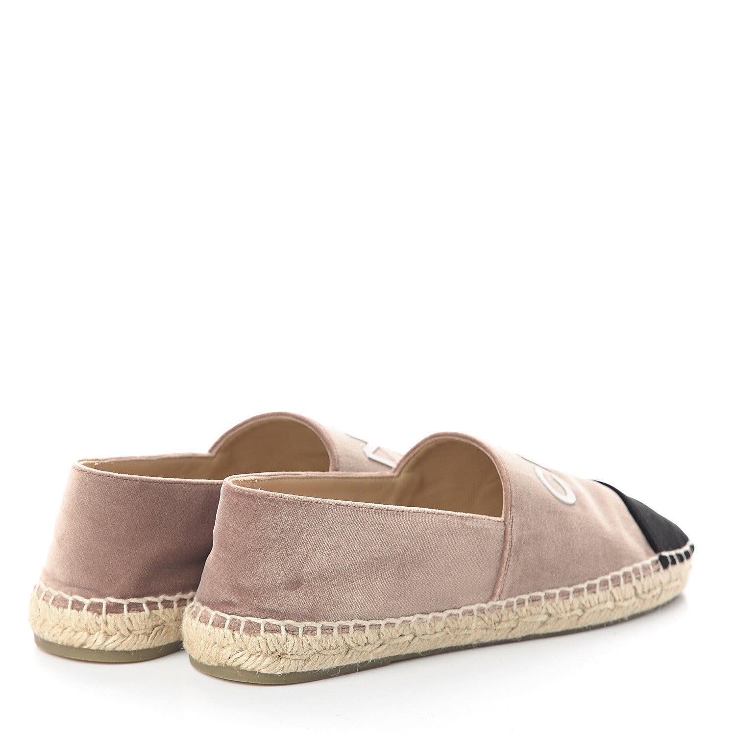 Chanel Velvet Logo Espadrilles 37 Beige Black 4 of 7