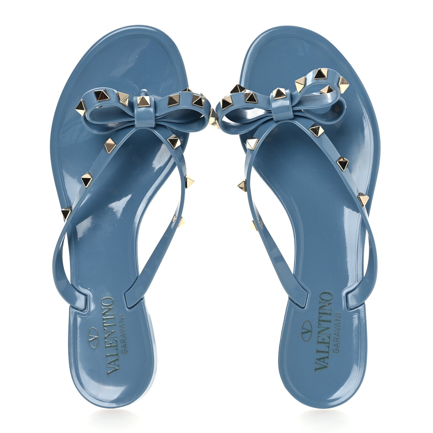 PVC Jelly Rockstud Bow Thong Sandals 38 Grey Sky