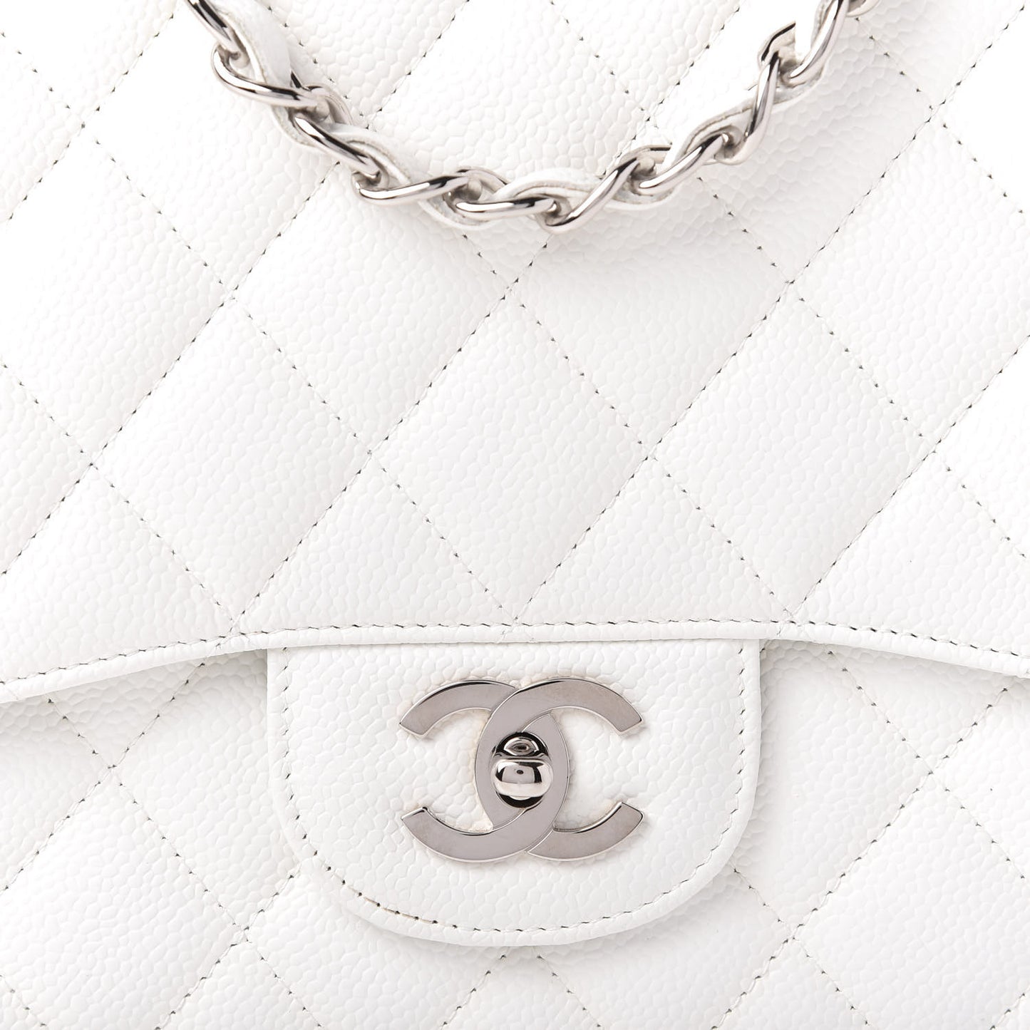 Caviar Quilted Jumbo Single Flap White