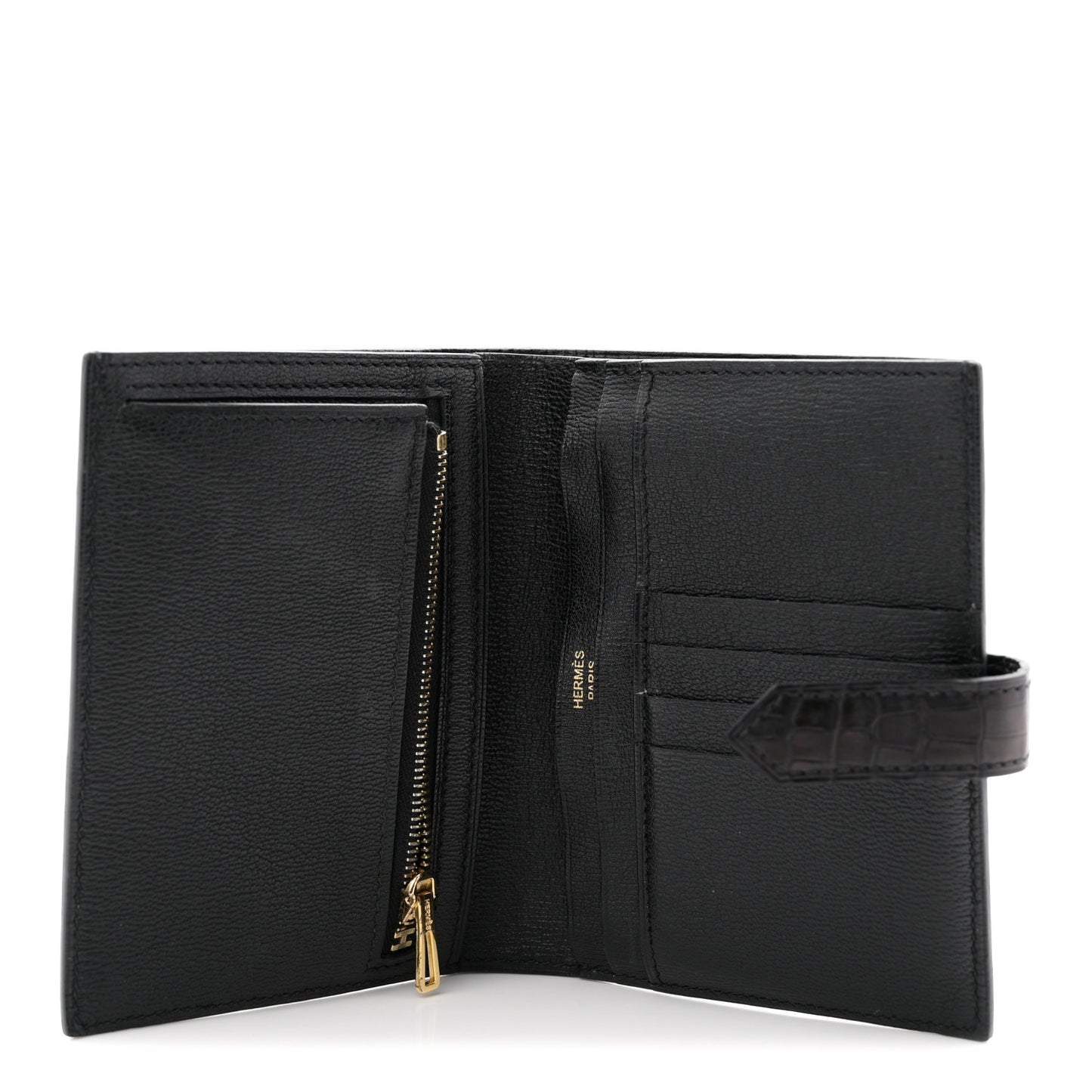 Matte Alligator Bearn Compact Wallet Black