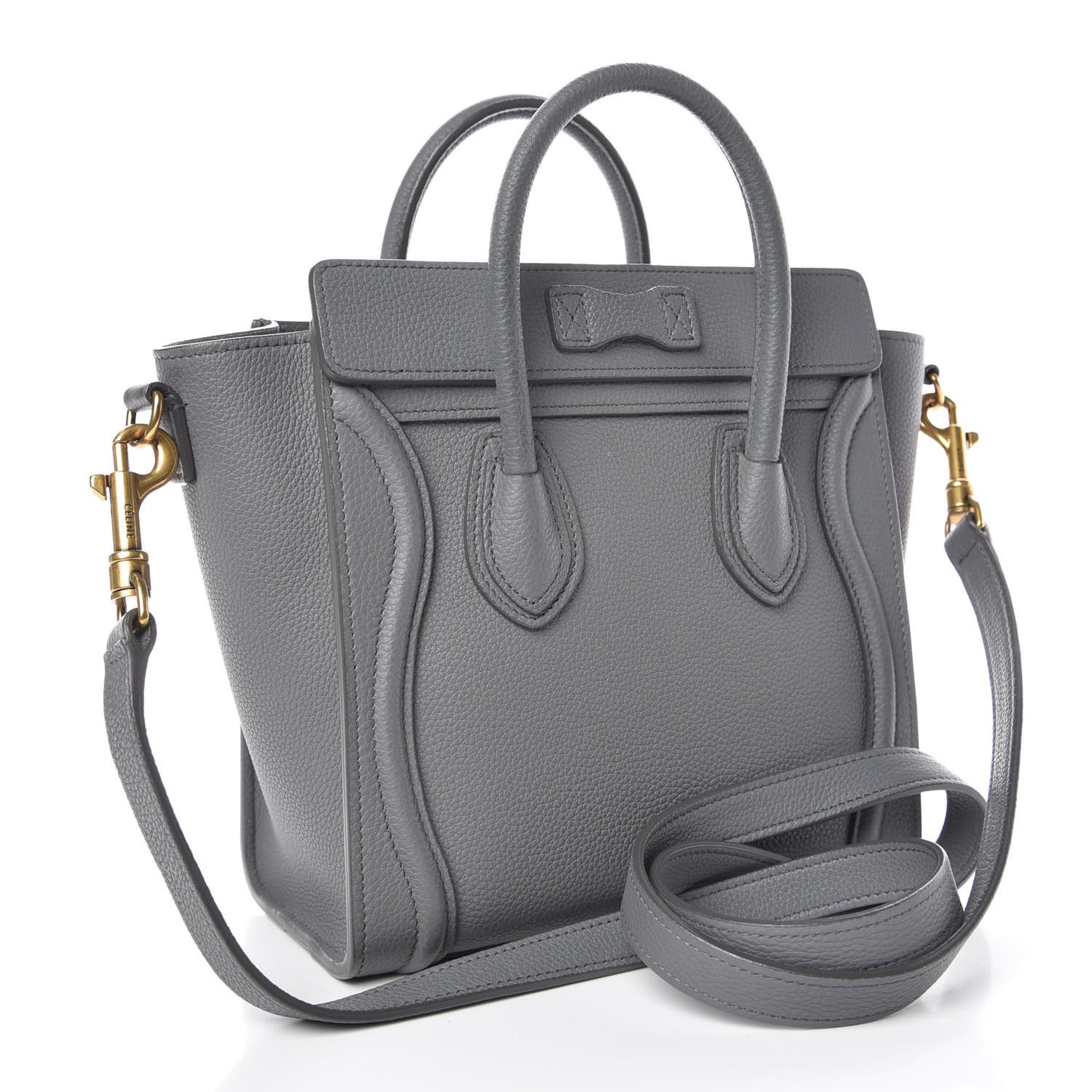 Drummed Calfskin Nano Luggage Kohl