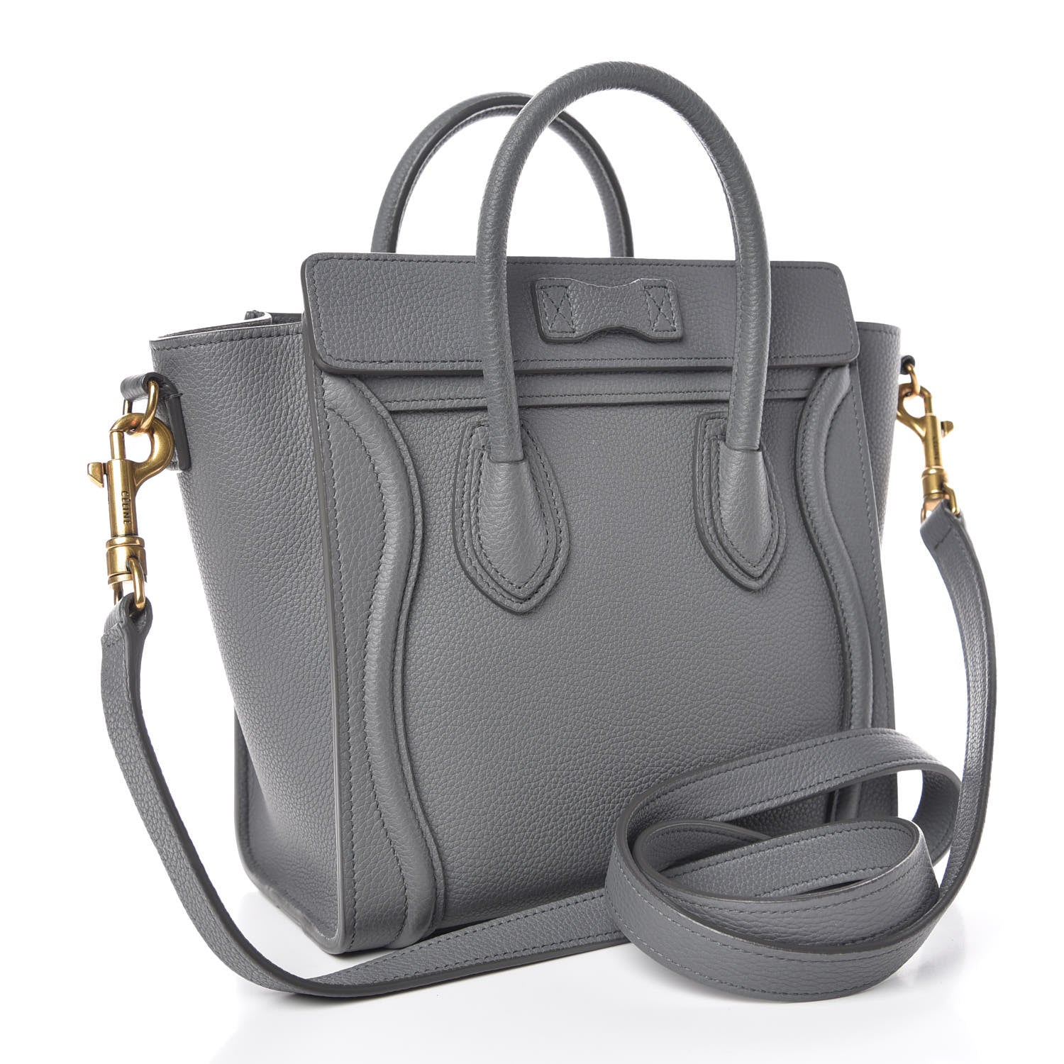 Celine Drummed Calfskin Nano Luggage Kohl 3 of 10