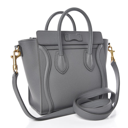 Celine Drummed Calfskin Nano Luggage Kohl 3 of 10