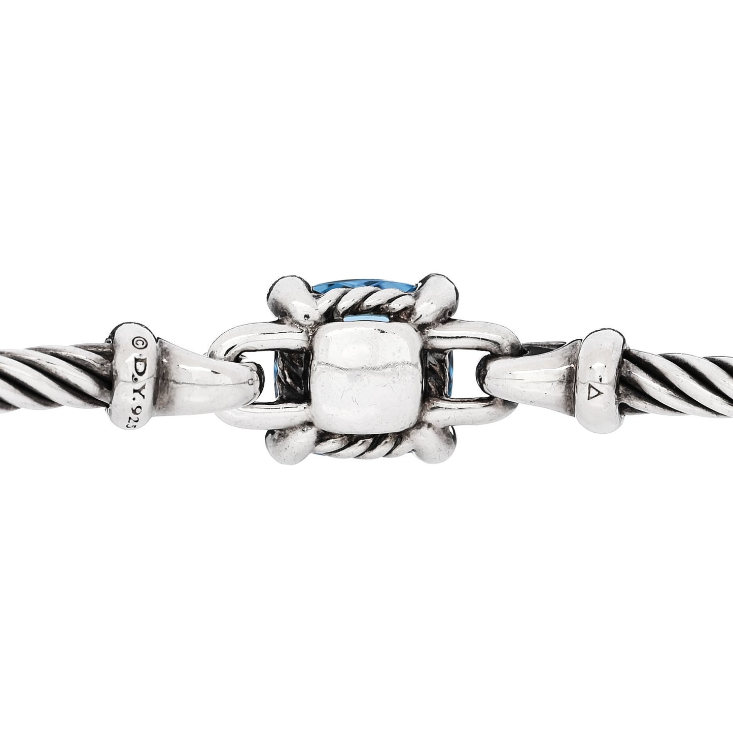Sterling Silver Diamond Blue Topaz 3mm Chatelaine Bracelet