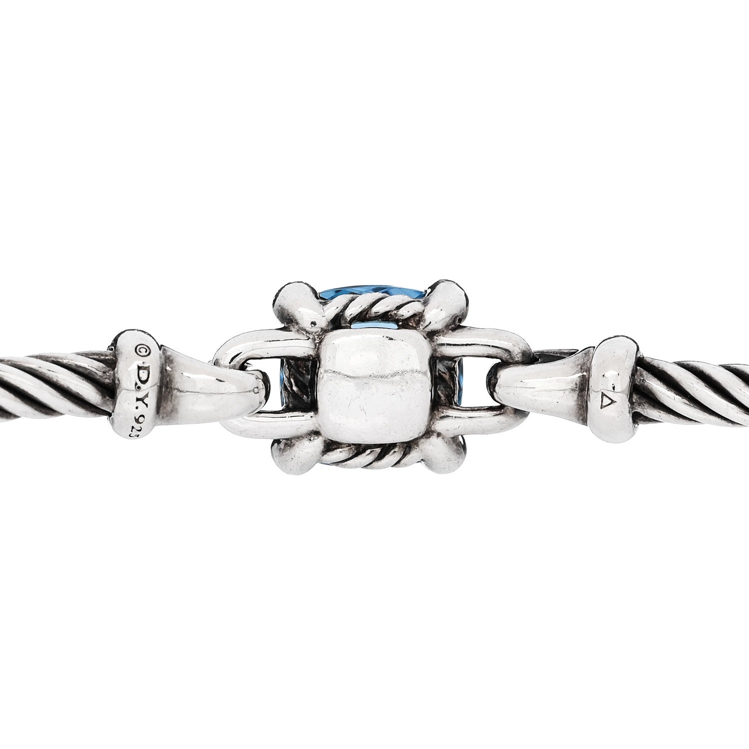 David Yurman Sterling Silver Diamond Blue Topaz 3mm Chatelaine Bracelet 3 of 3