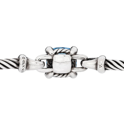 David Yurman Sterling Silver Diamond Blue Topaz 3mm Chatelaine Bracelet 3 of 3