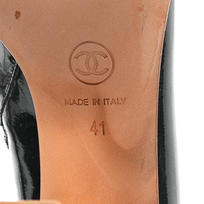 Chanel Patent Calfskin Peep Toe Short Ankle Boots 41 Black Gold 7 of 9