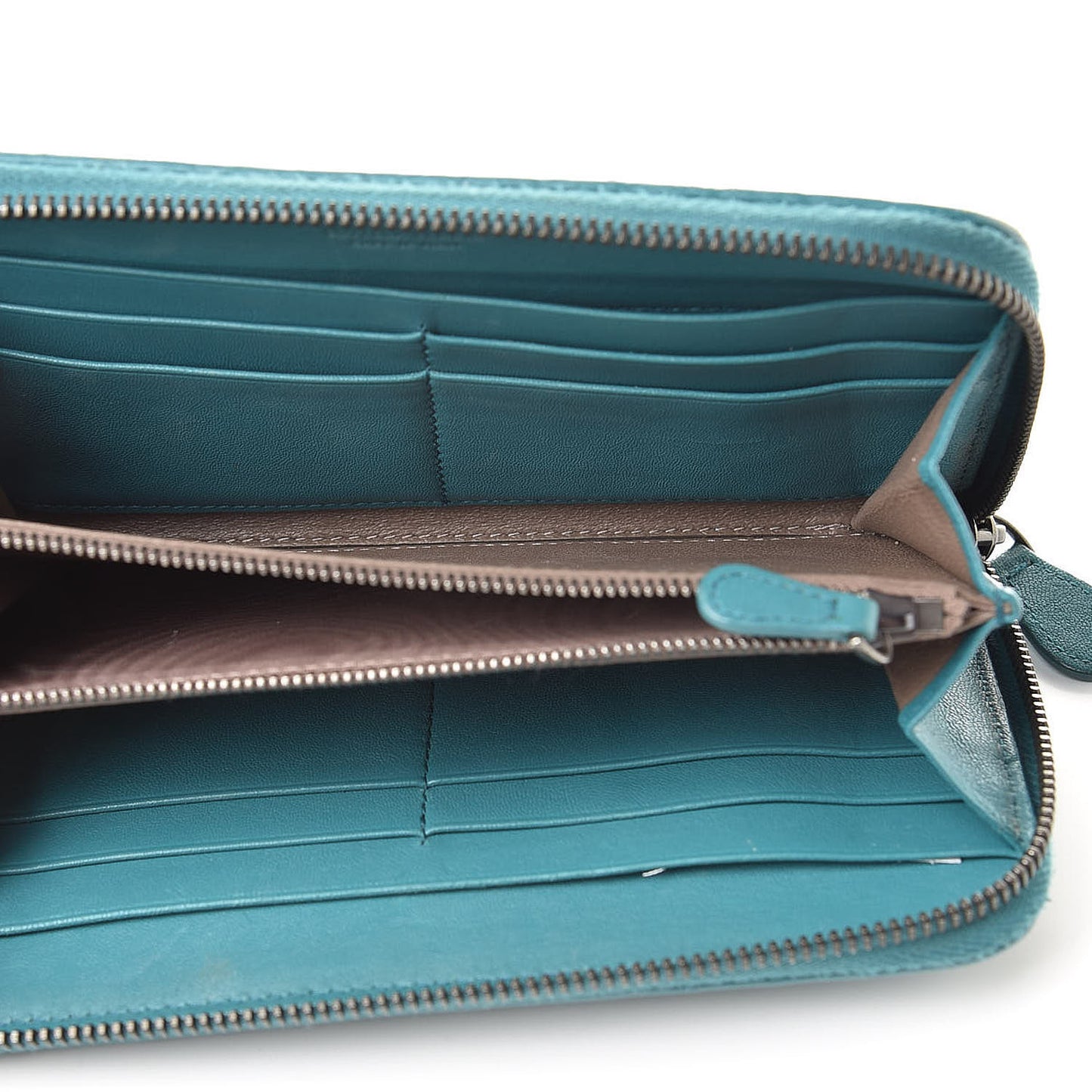 Nappa Intrecciato Zip Around Wallet Lagoon