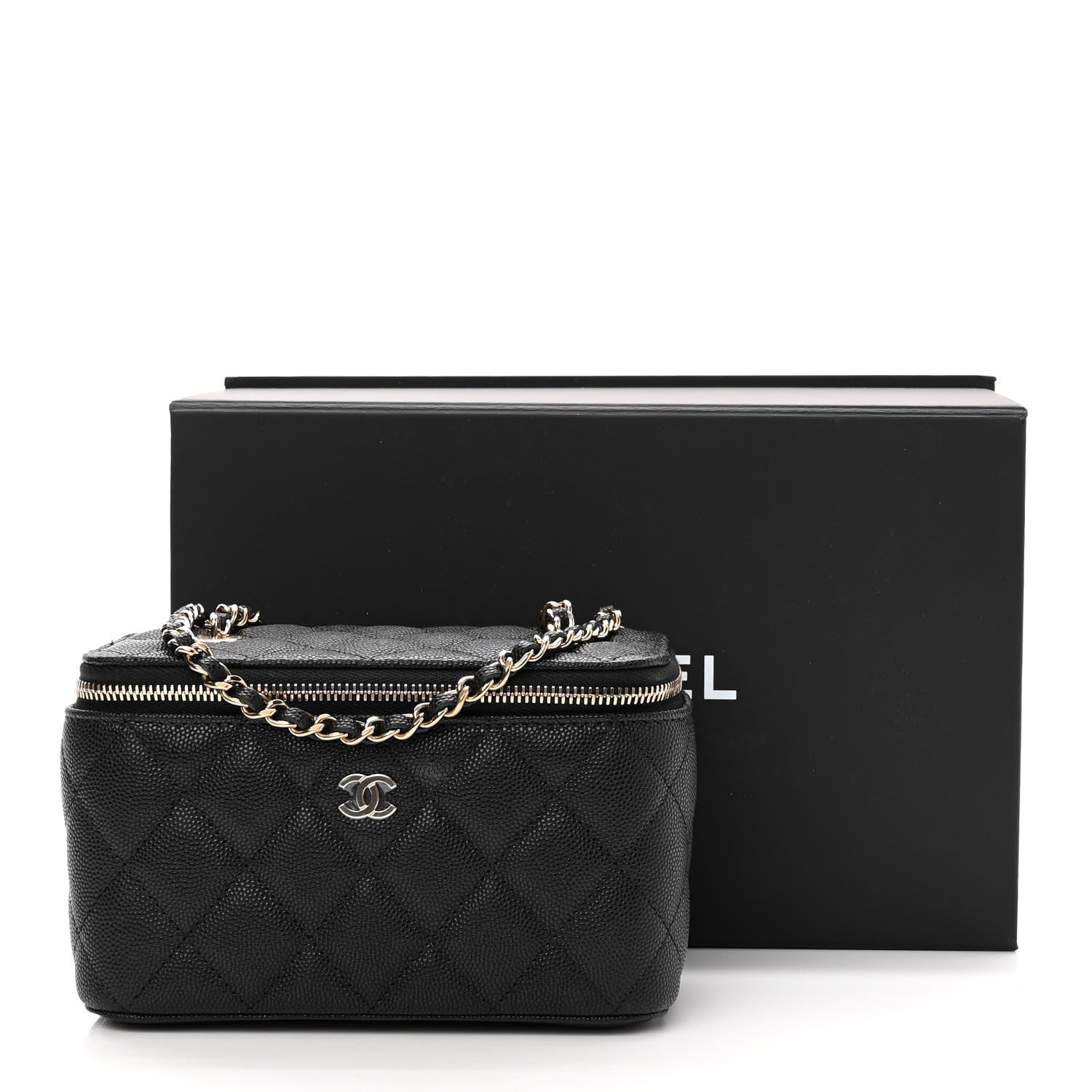Chanel Caviar Quilted Small Vanity Case With Chain Black 11 of 11