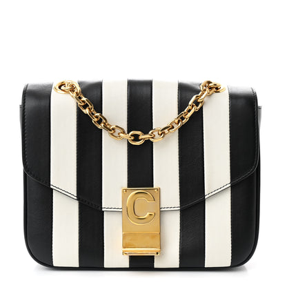 Celine Shiny Calfskin Stripes Small C Bag Black 1 of 10