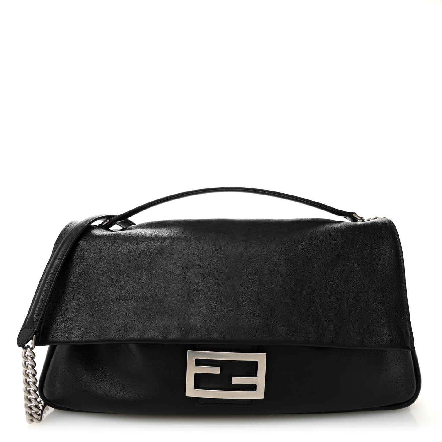 Vitello Grace Large Chain Baguette Black