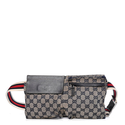 Gucci GG Monogram Web Double Pocket Belt Bag Navy 1 of 5