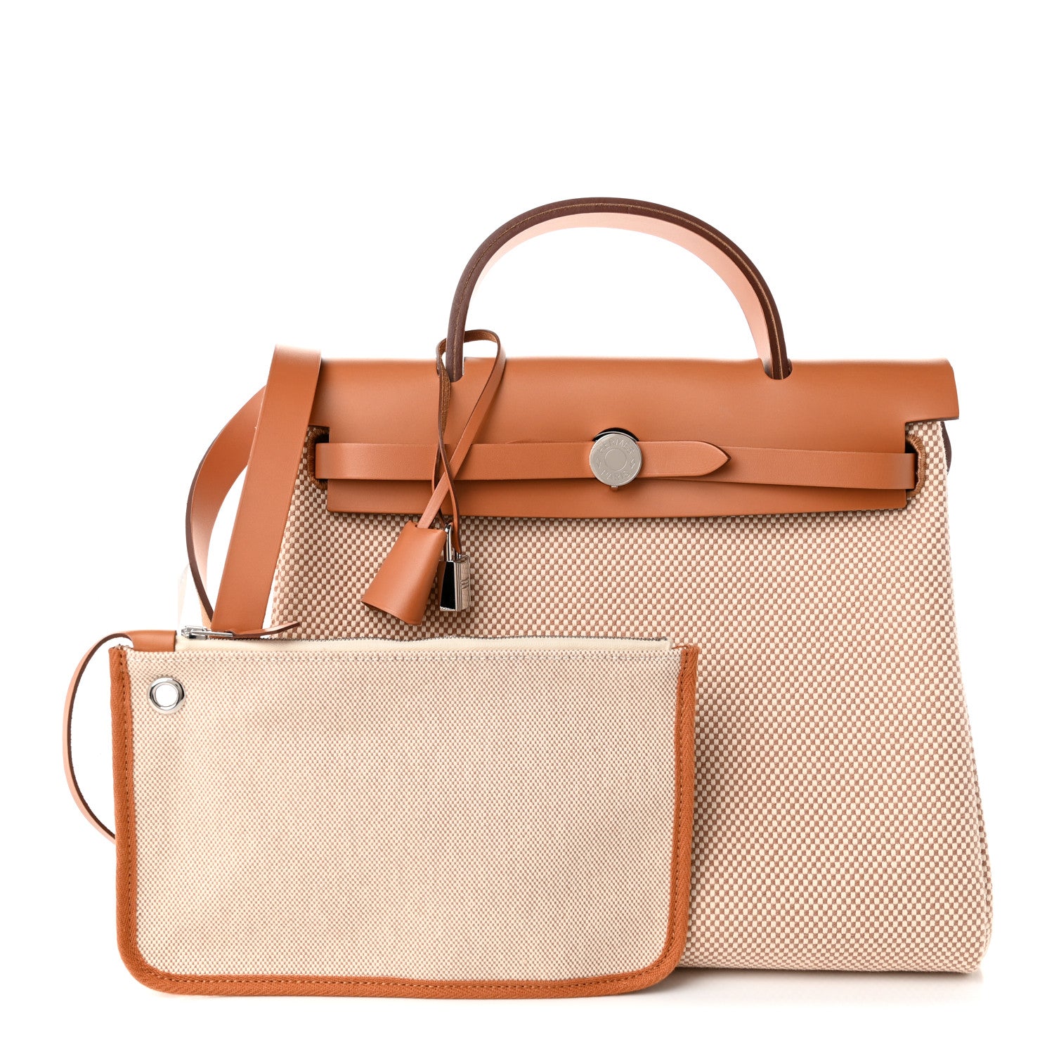 Hermes Vache Hunter Criss Viking Herbag Zip Retourne 31 PM Ecru Beige Naturel 2 of 11