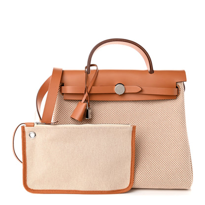 Hermes Vache Hunter Criss Viking Herbag Zip Retourne 31 PM Ecru Beige Naturel 2 of 11