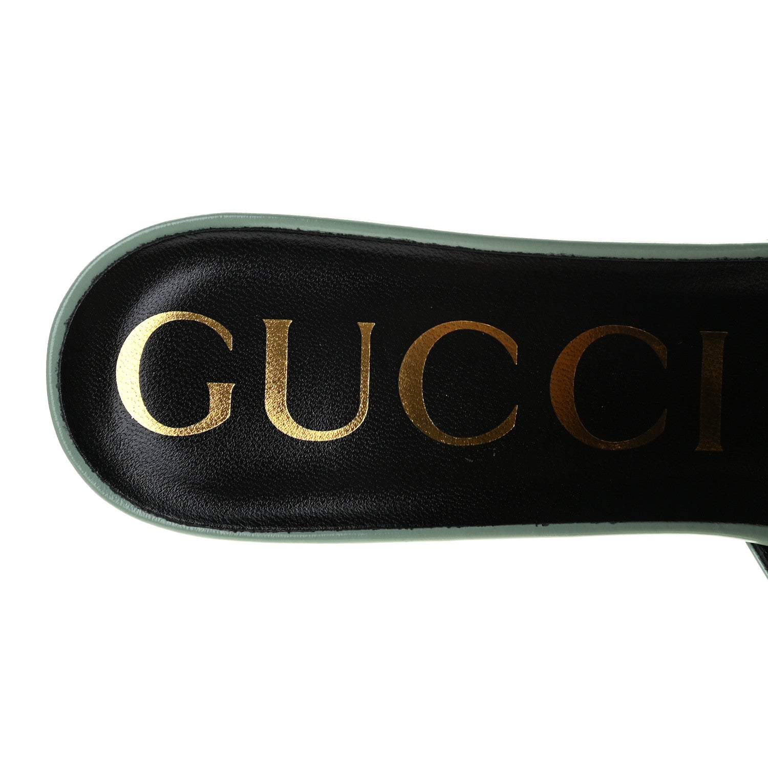 Gucci Polished Calfskin Scarlet Mid Heel Slide Sandals 38 Aqua Green 9 of 10