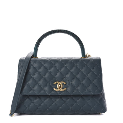 Chanel Caviar Lizard Quilted Small Coco Handle Flap Blue 1 of 11