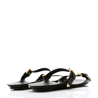 Prada Calfskin Sandali Two Strap Flat Sandals 37.5 Black 4 of 9