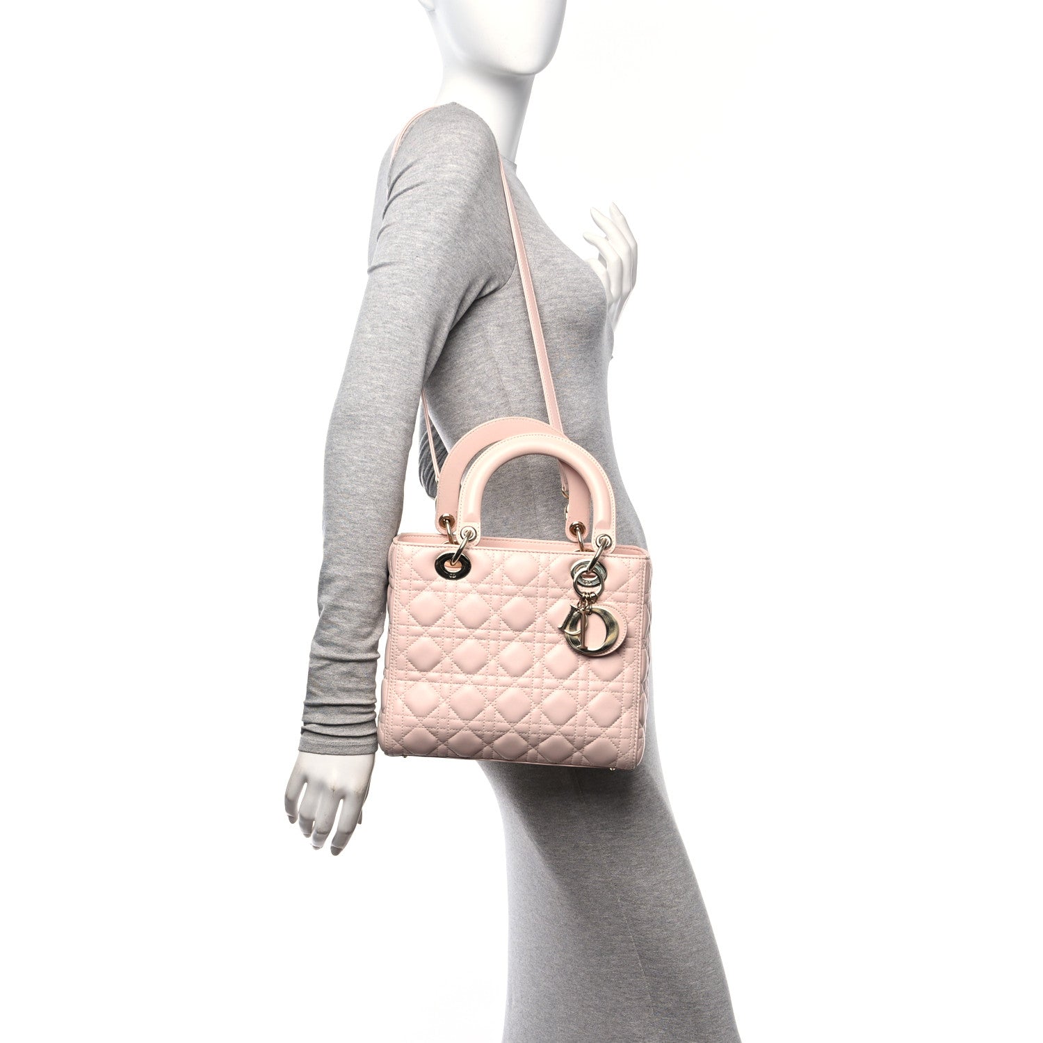 Christian Dior Lambskin Cannage Medium Lady Dior Light Pink 2 of 10