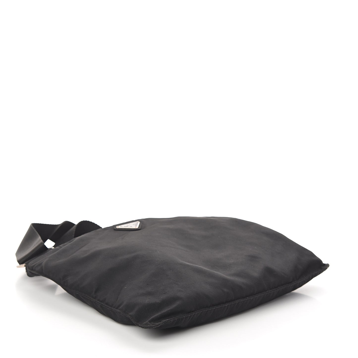 Nylon Small Flat Messenger Bag Black