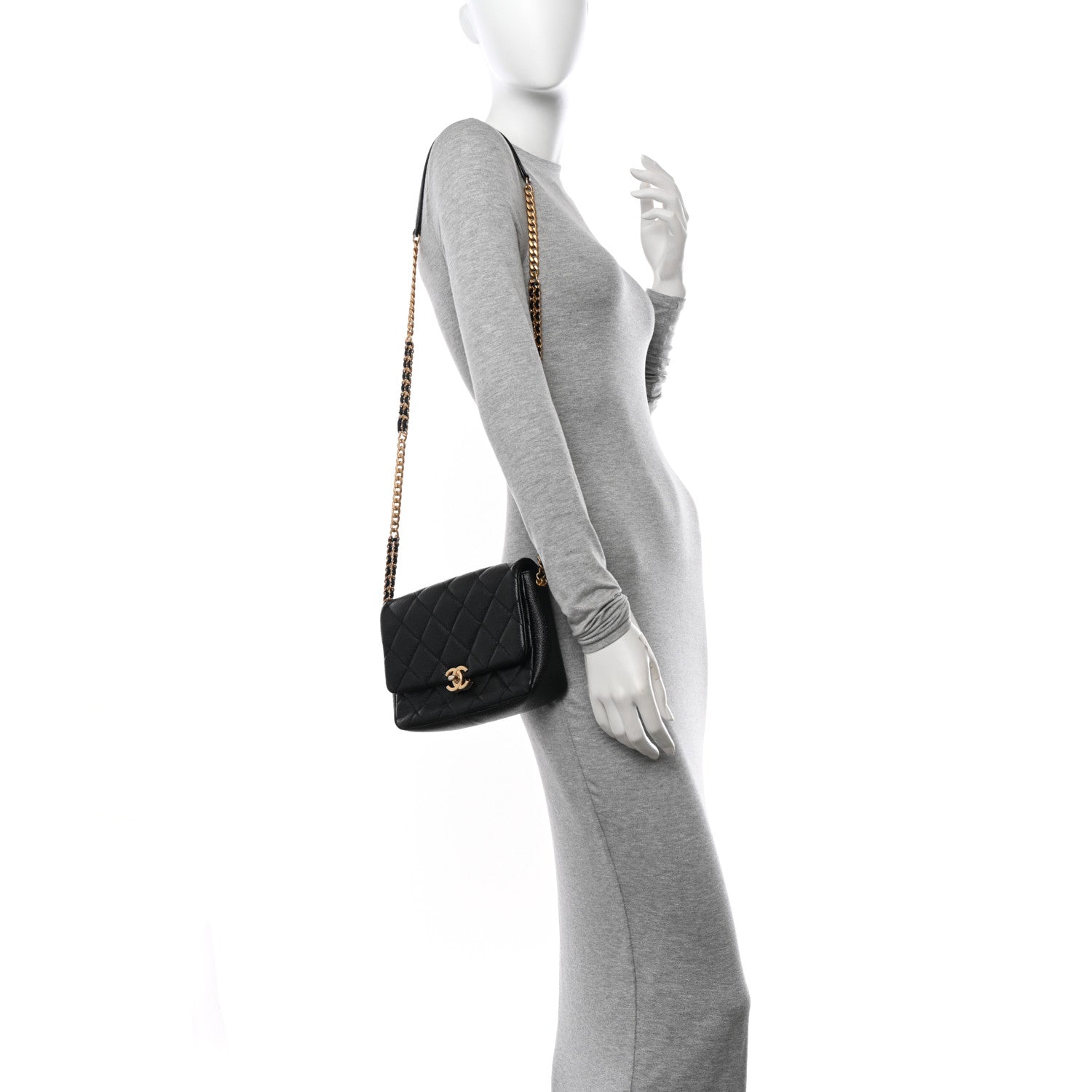 Chanel Shiny Caviar Quilted Small Chain Melody Flap Black 2 of 11