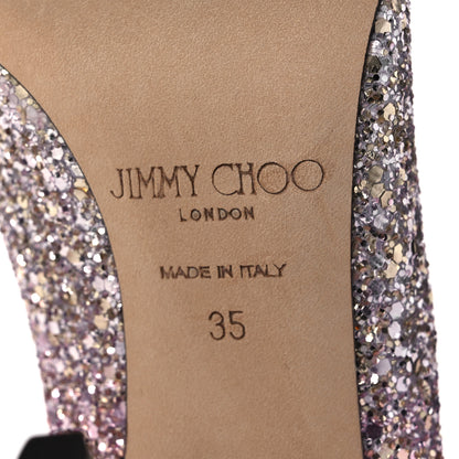 Jimmy Choo Coarse Glitter Degrade Romy 100 Pumps 35 Silver Pink 6 of 8