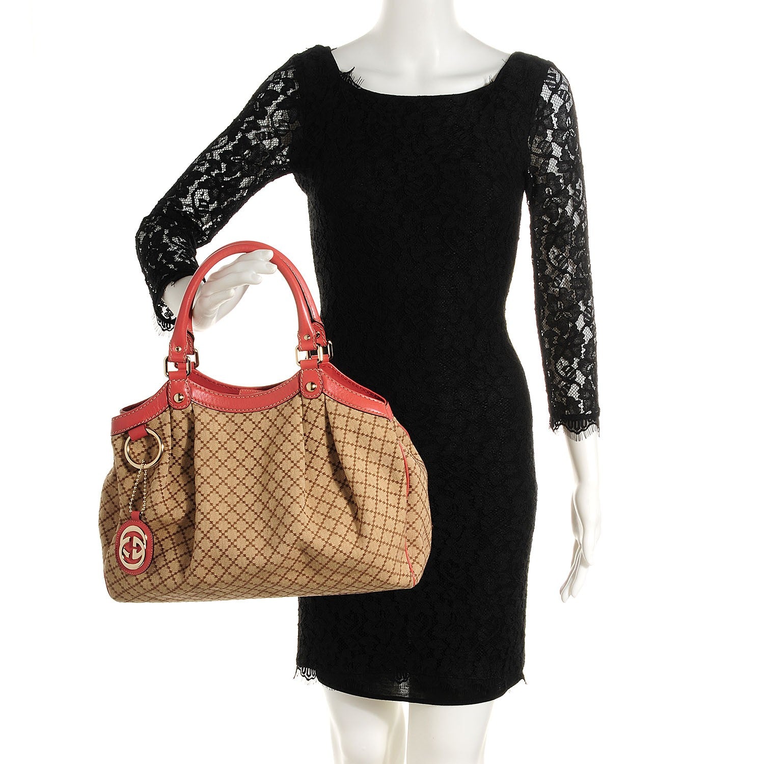 Gucci Diamante Medium Sukey Tote Coral 2 of 9
