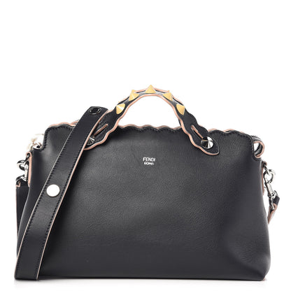 Fendi Vitello Dolce Scalloped Studded Medium By The Way Boston Bag Blu Notte 1 of 9