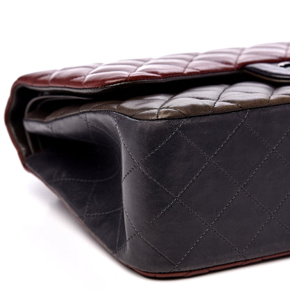 Chanel Lambskin Quilted Jumbo Tri-Color Double Flap Burgundy 12 of 19