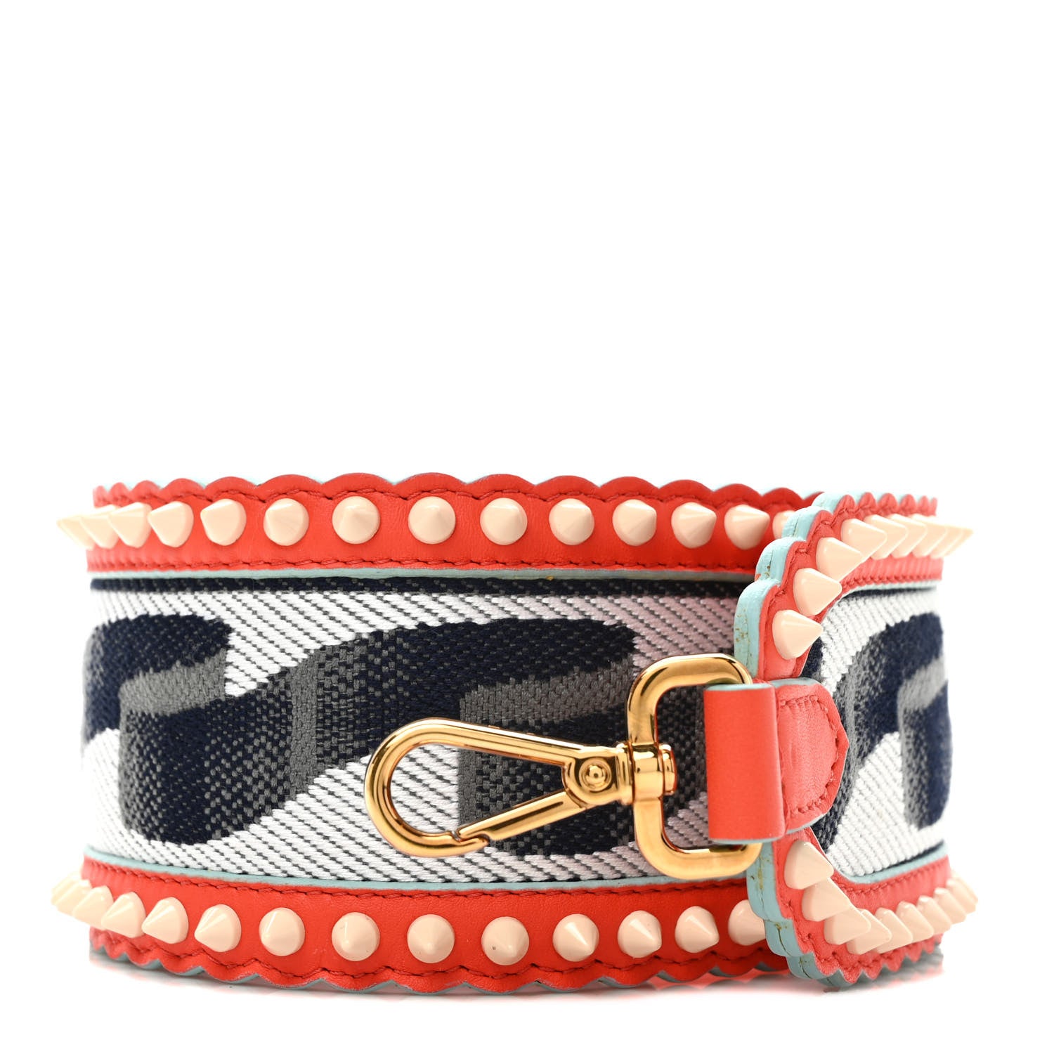 Fendi Canvas Studded Printed Strap You Orange Multicolor 1 of 4
