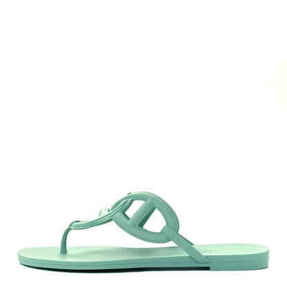 Hermes Rubber Womens Egerie Sandals 39 Vert Embrun 1 of 10