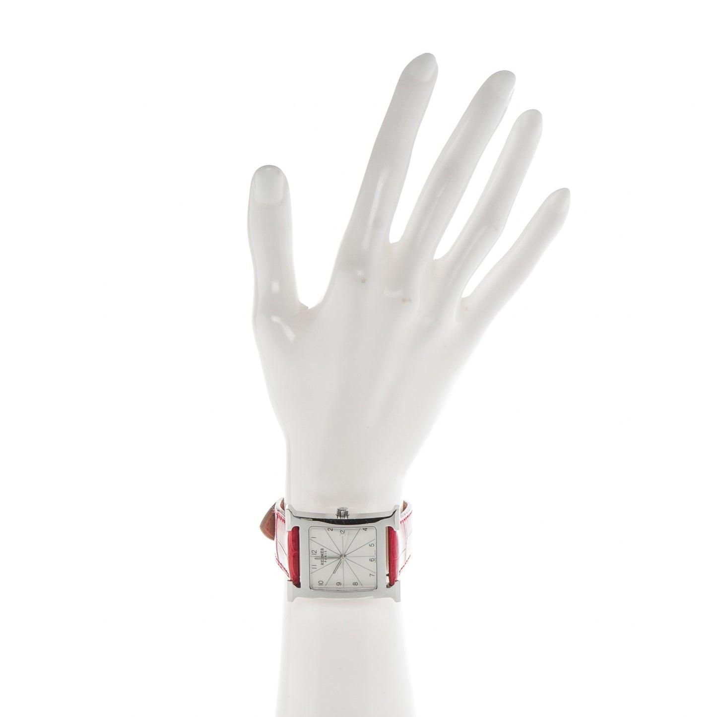 Stainless Steel Alligator 30.5mm Heure H Hour Quartz Watch Rouge Casaque