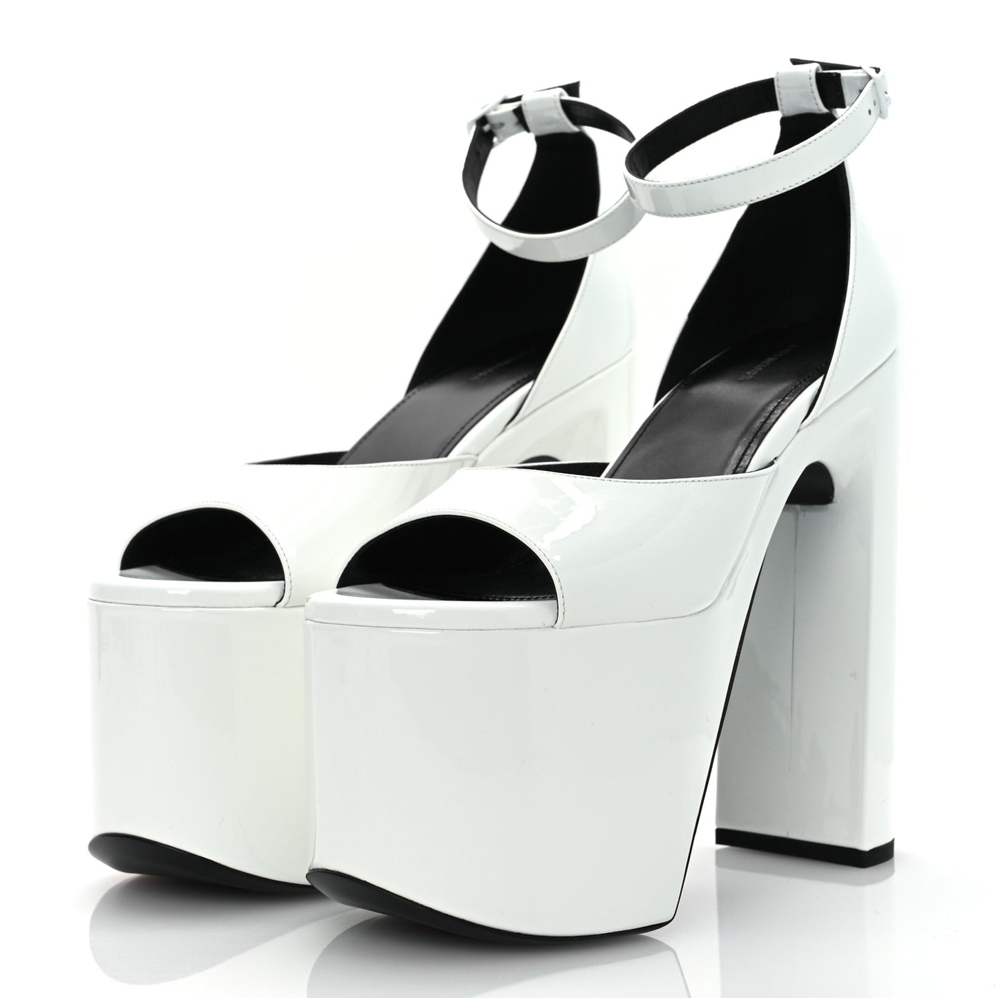 Patent Camden 160mm Platform Pumps 37 White