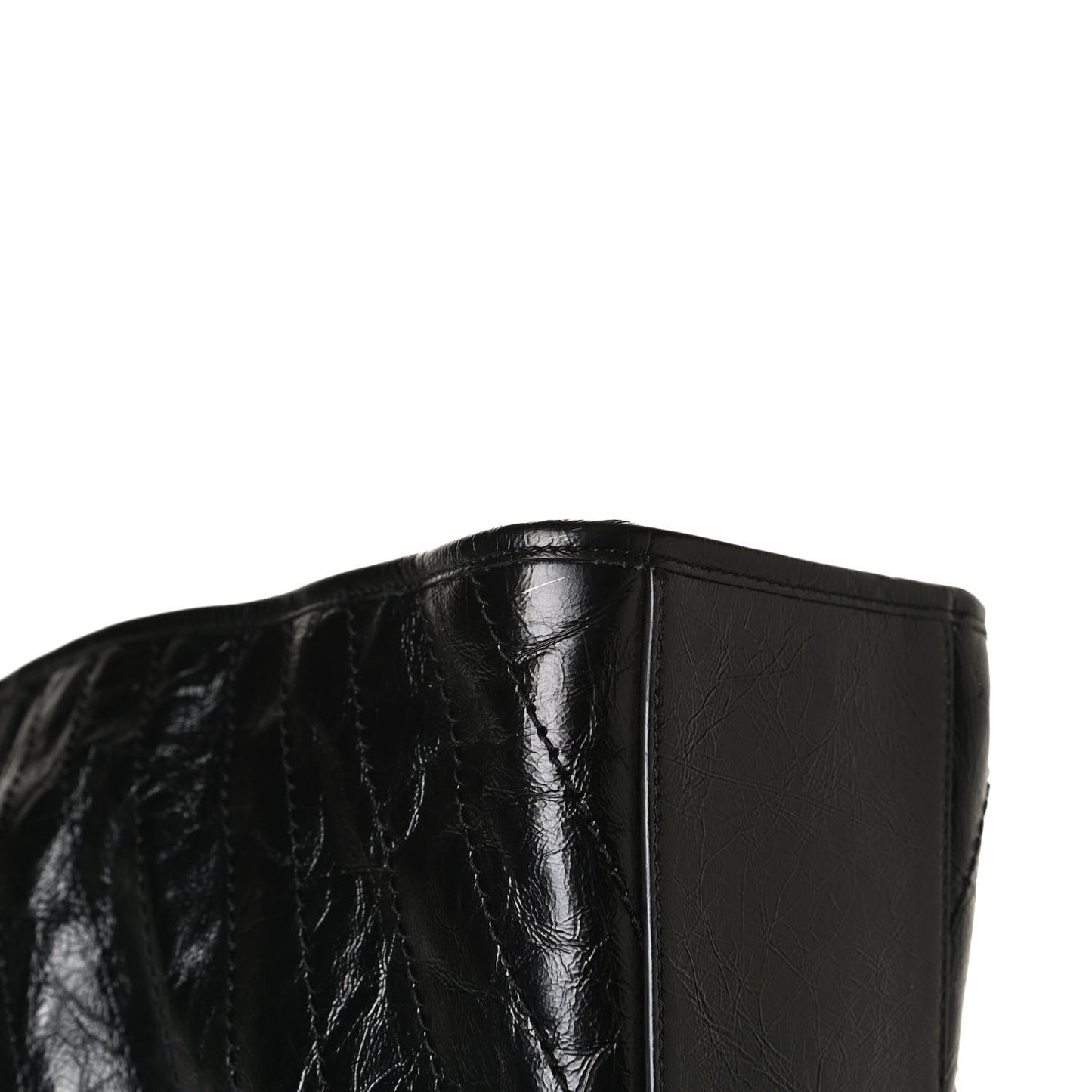 Crinkled Calfskin Matelasse Monogram Large Niki Shopper Tote Black