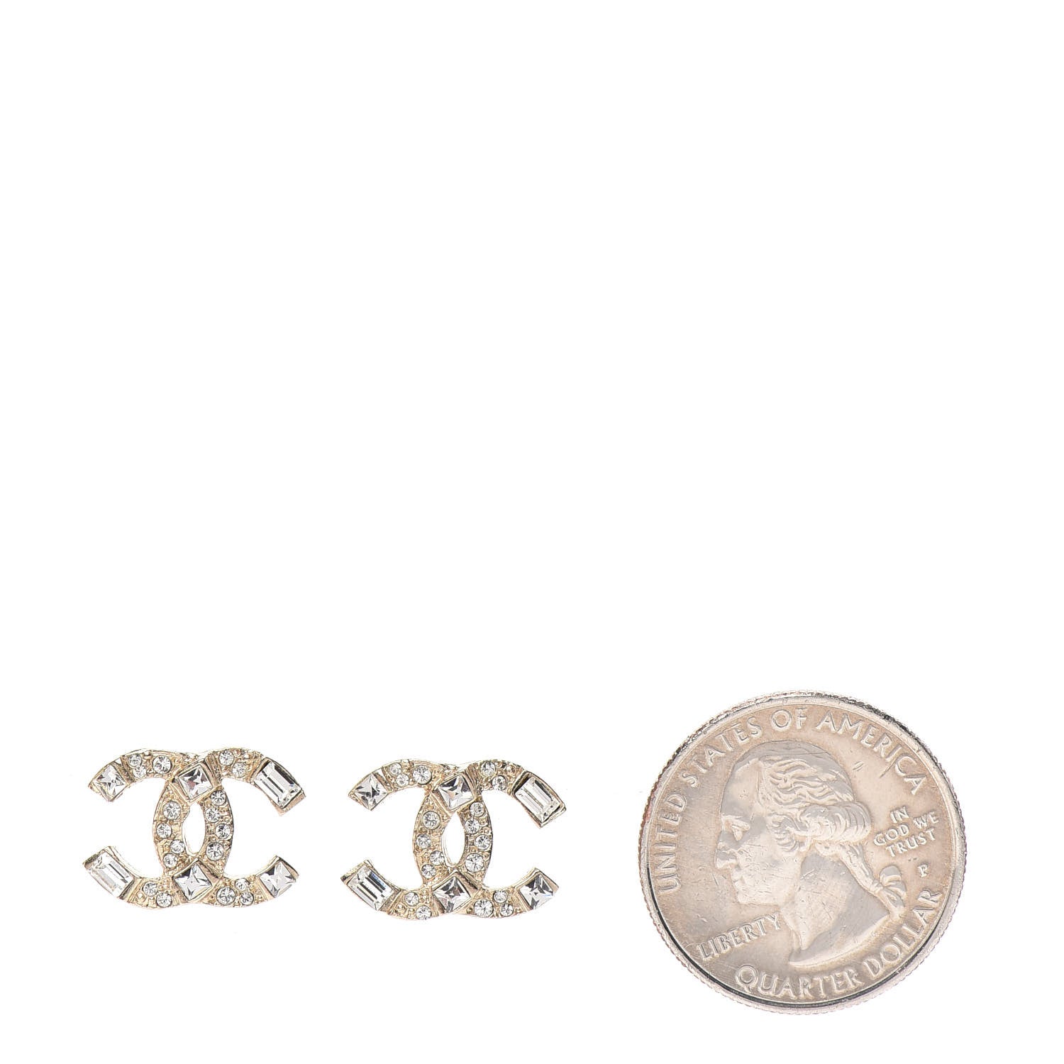 Chanel Crystal Baguette CC Earrings Gold 2 of 5