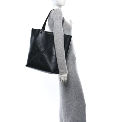 Loewe Shiny Calfskin Large Puzzle Fold Tote Black 2 of 9