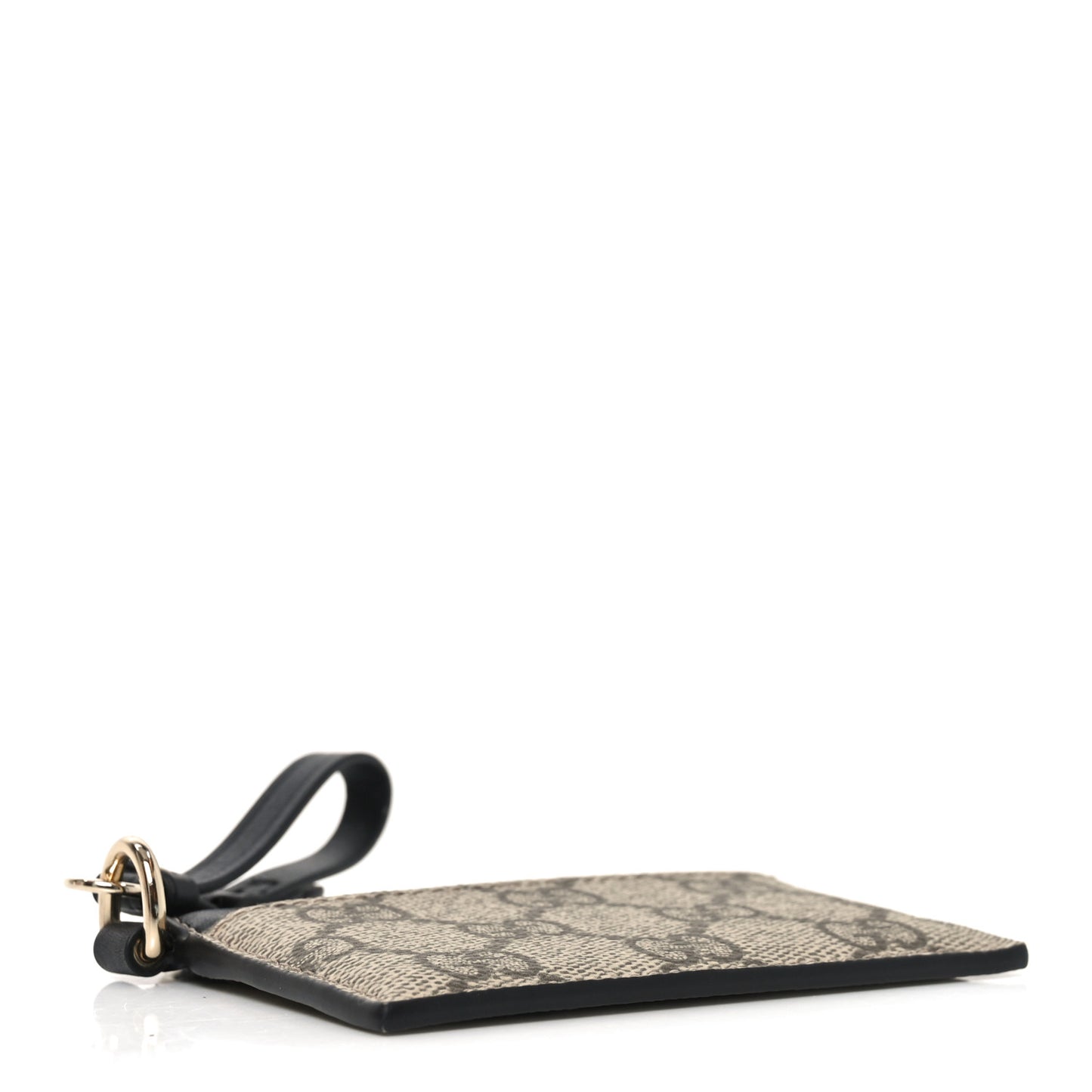 GG Supreme Monogram Calfskin Emblem Card Holder With Strap Beige Black
