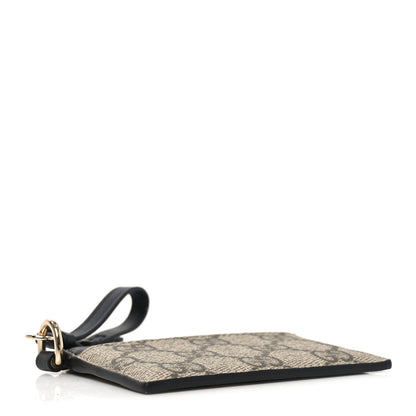 Gucci GG Supreme Monogram Calfskin Emblem Card Holder With Strap Beige Black 4 of 8