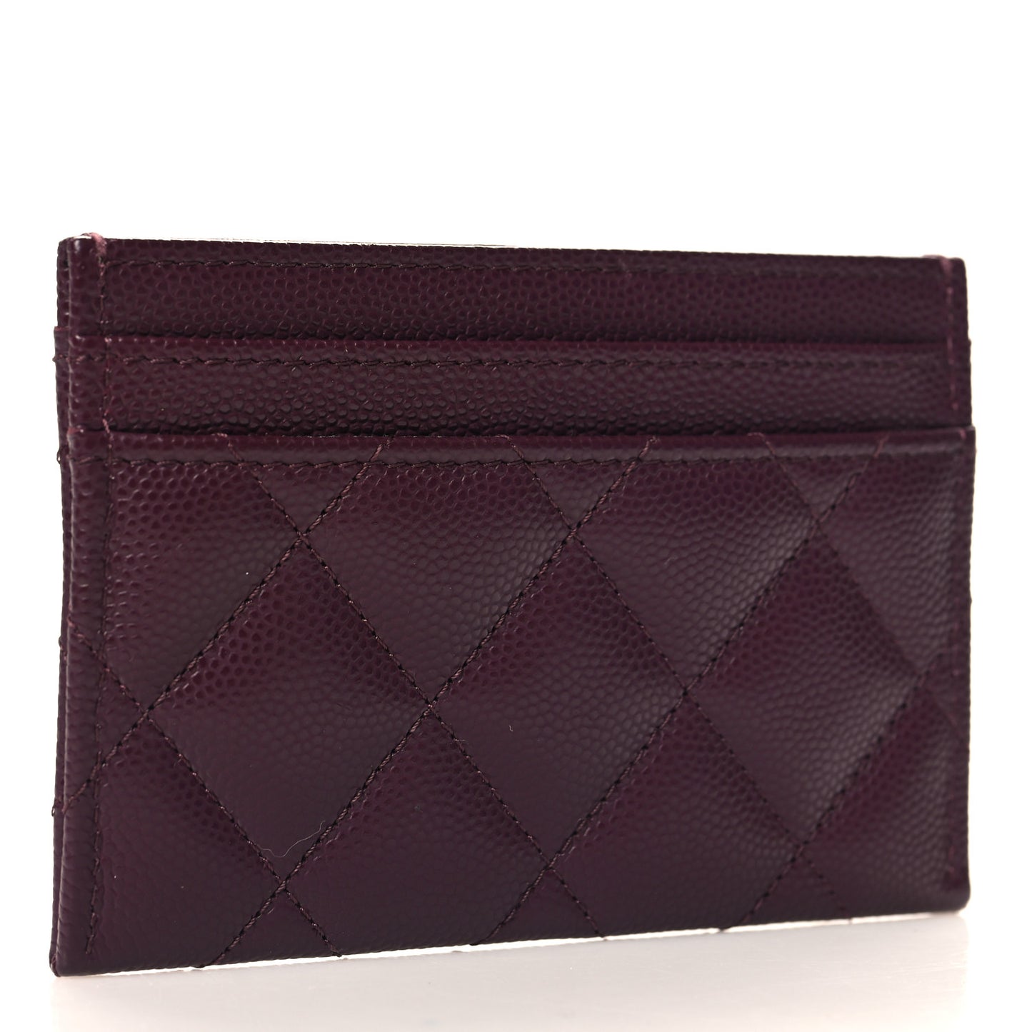 Caviar Quilted Chain Embossed CC Card Holder Dark Burgundy