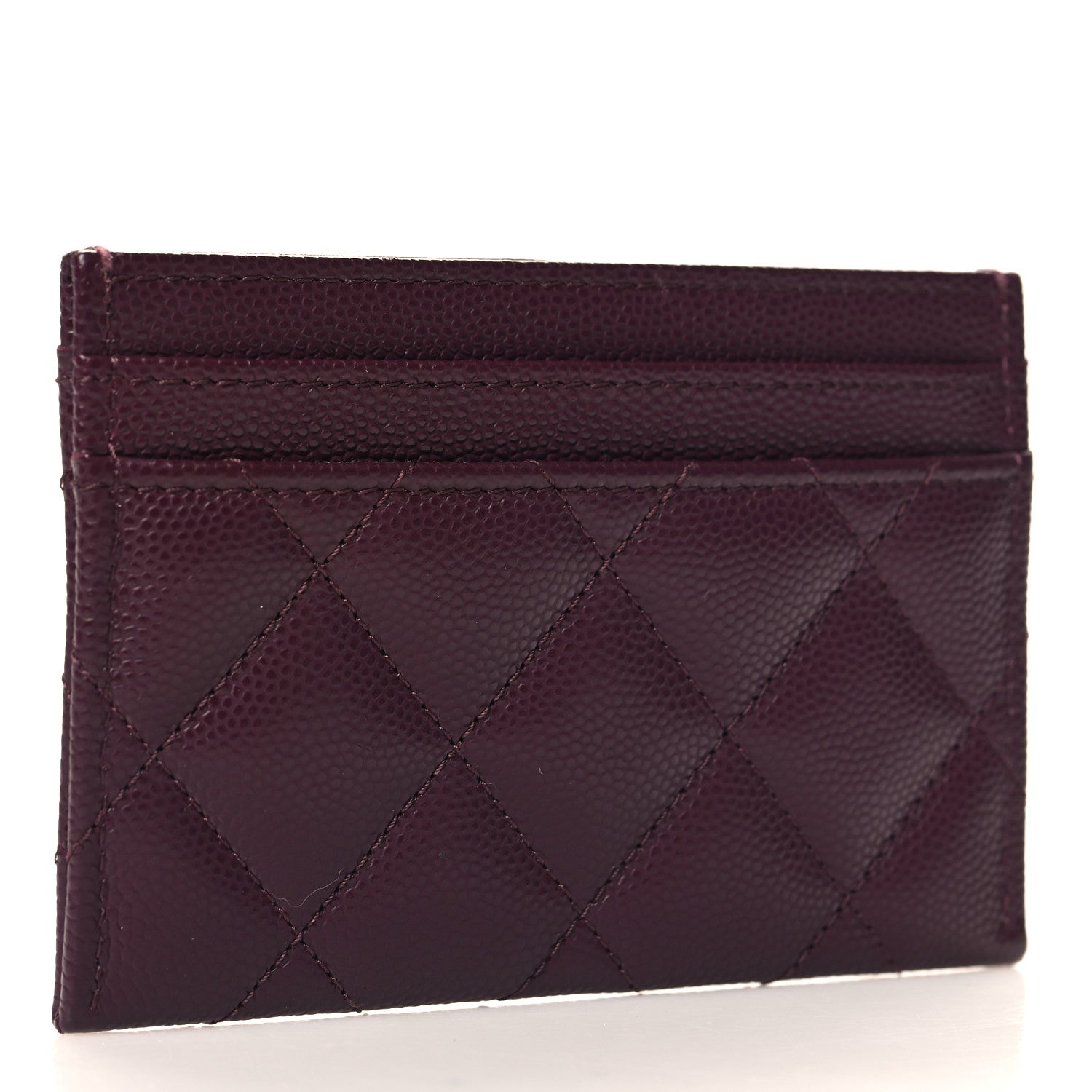 Chanel Caviar Quilted Chain Embossed CC Card Holder Dark Burgundy 3 of 9