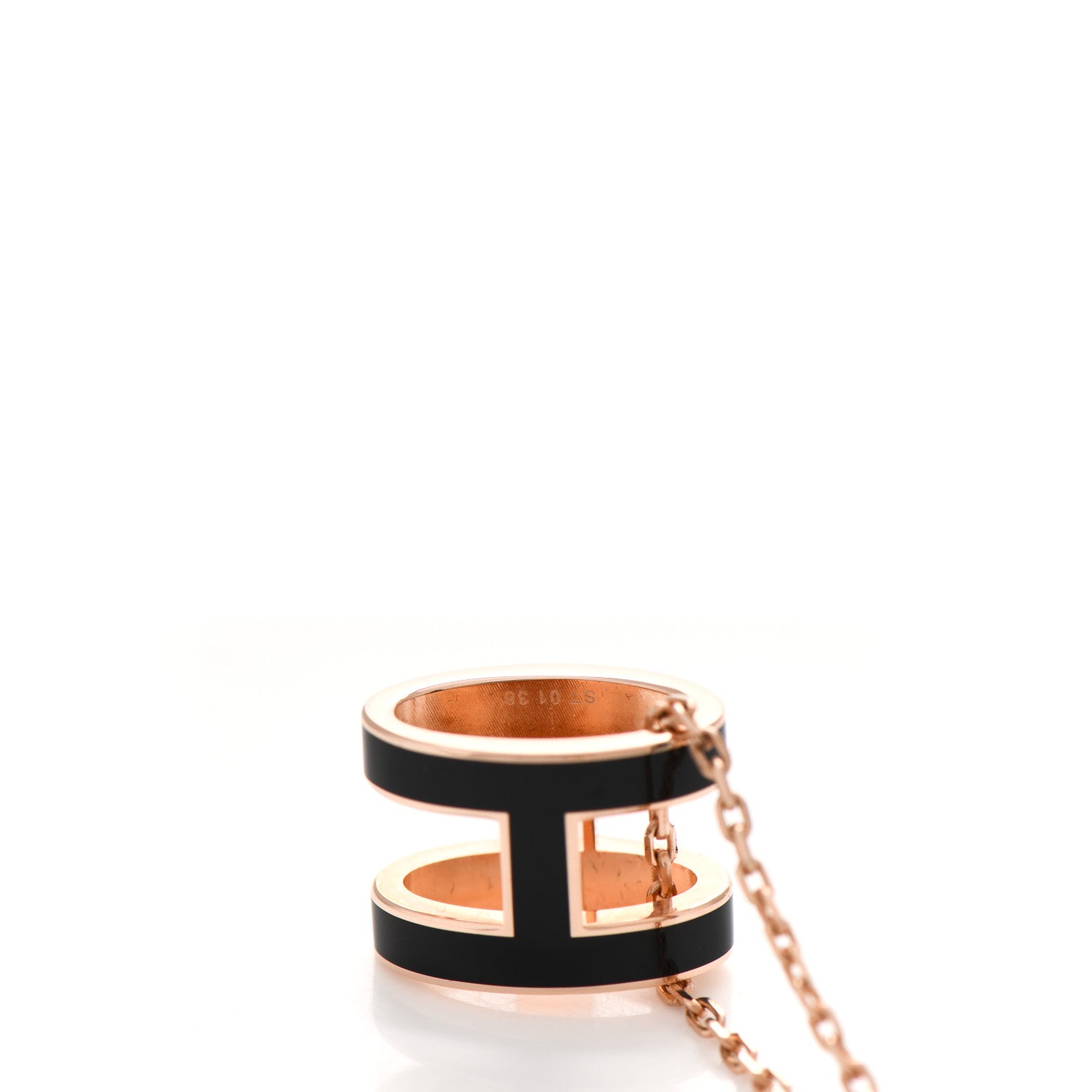 Hermes Lacquered Rose Gold Pop H Pendant Necklace Black 5 of 5