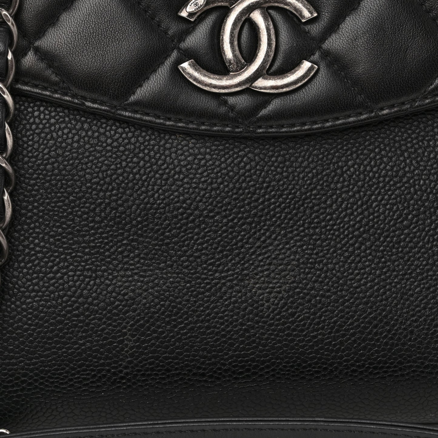 Caviar Lambskin Quilted Large Coco Break Shopping Bag Black
