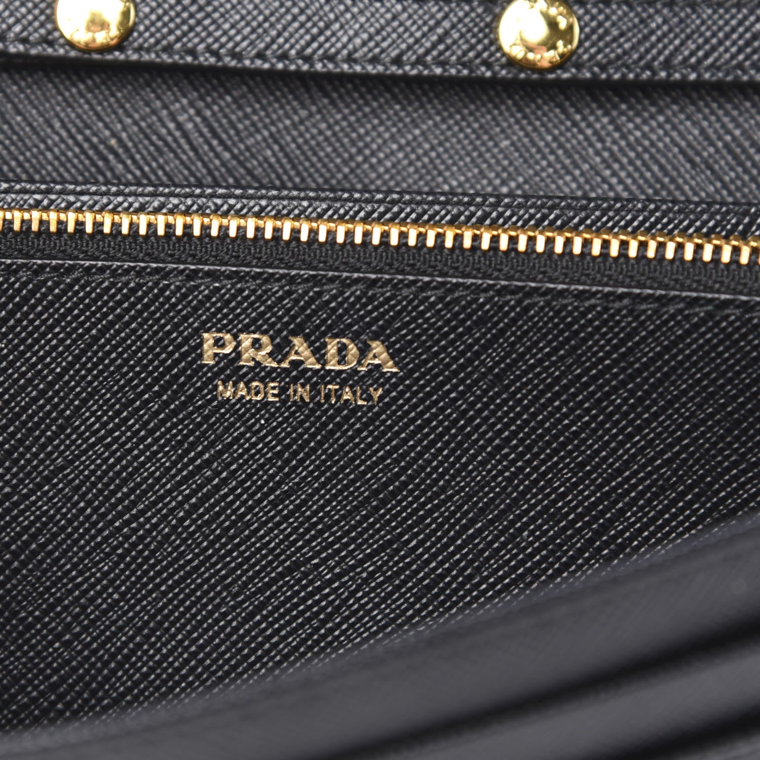 Prada Saffiano Metal Oro Chain Wallet Black 5 of 10
