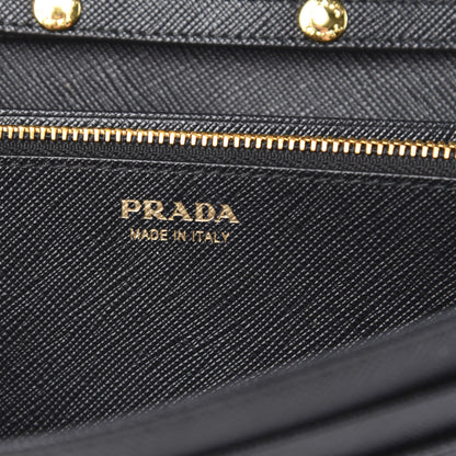 Prada Saffiano Metal Oro Chain Wallet Black 5 of 10