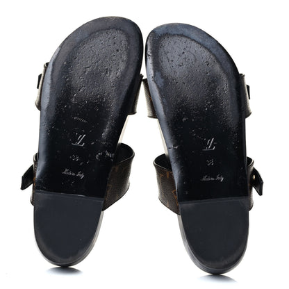 Louis Vuitton Monogram Bom Dia Mule Sandals 38 Black 7 of 8