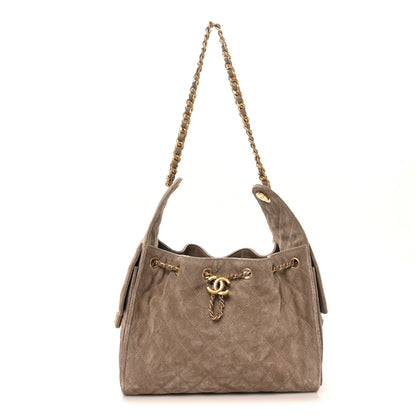 Chanel Suede Quilted Small Chanel 25 Handbag Dark Grey 1 of 11