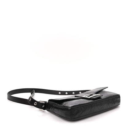 Fendi Crackled Calfskin Baguette 26424 Black 3 of 9