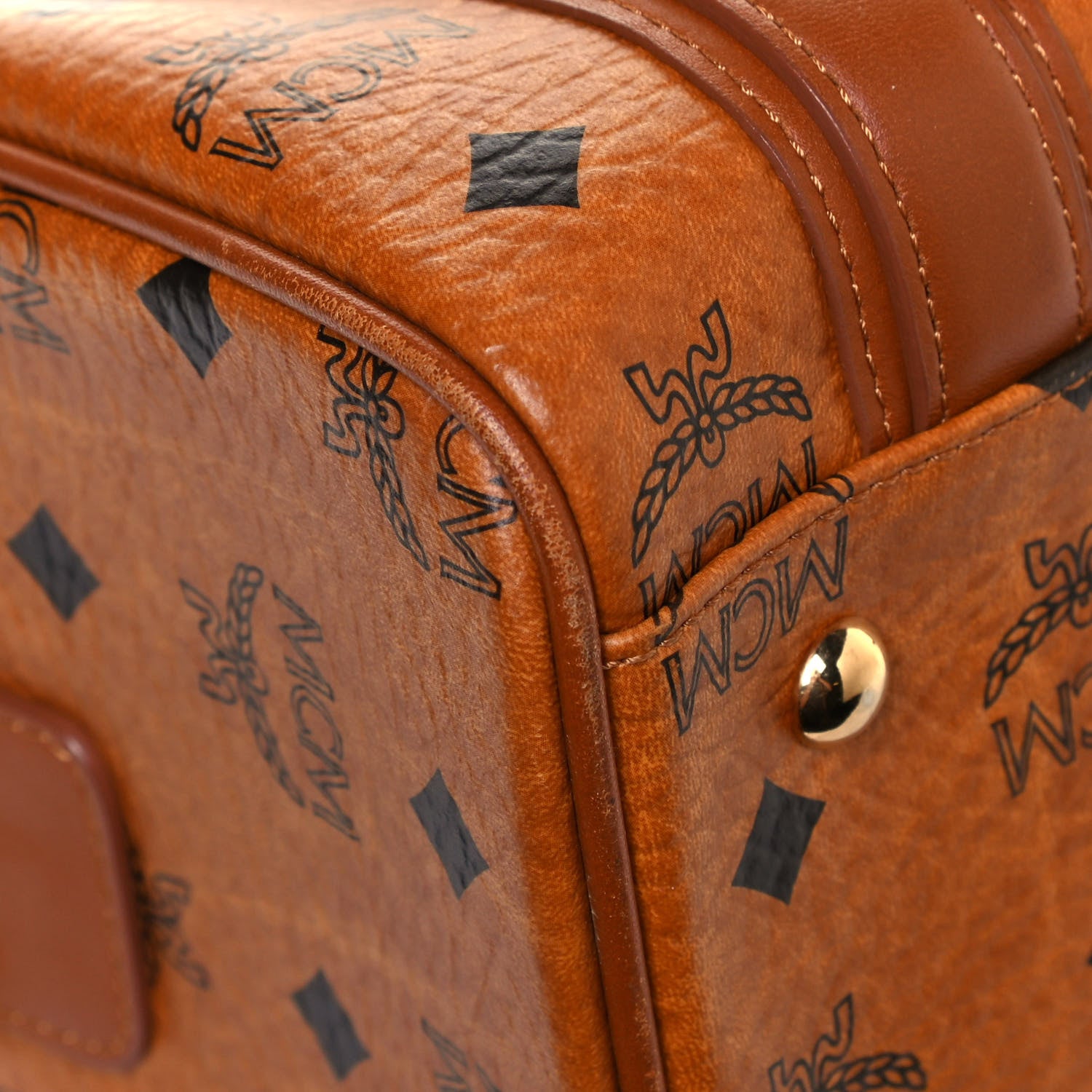 MCM Visetos Mini Boston Bag Cognac 4 of 16