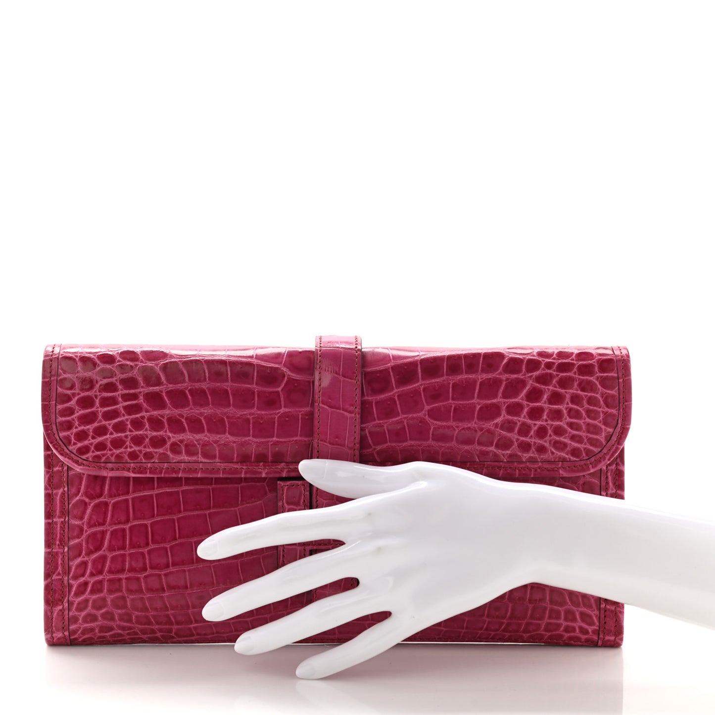 Shiny Niloticus Crocodile Jige Elan 29 Clutch Rose Scheherazade