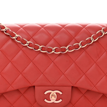 Chanel Lambskin Quilted Jumbo Double Flap Red 8 of 16